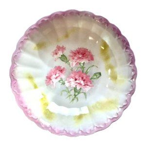 Lusterware Pink Carnations Shabby Chic Bowl